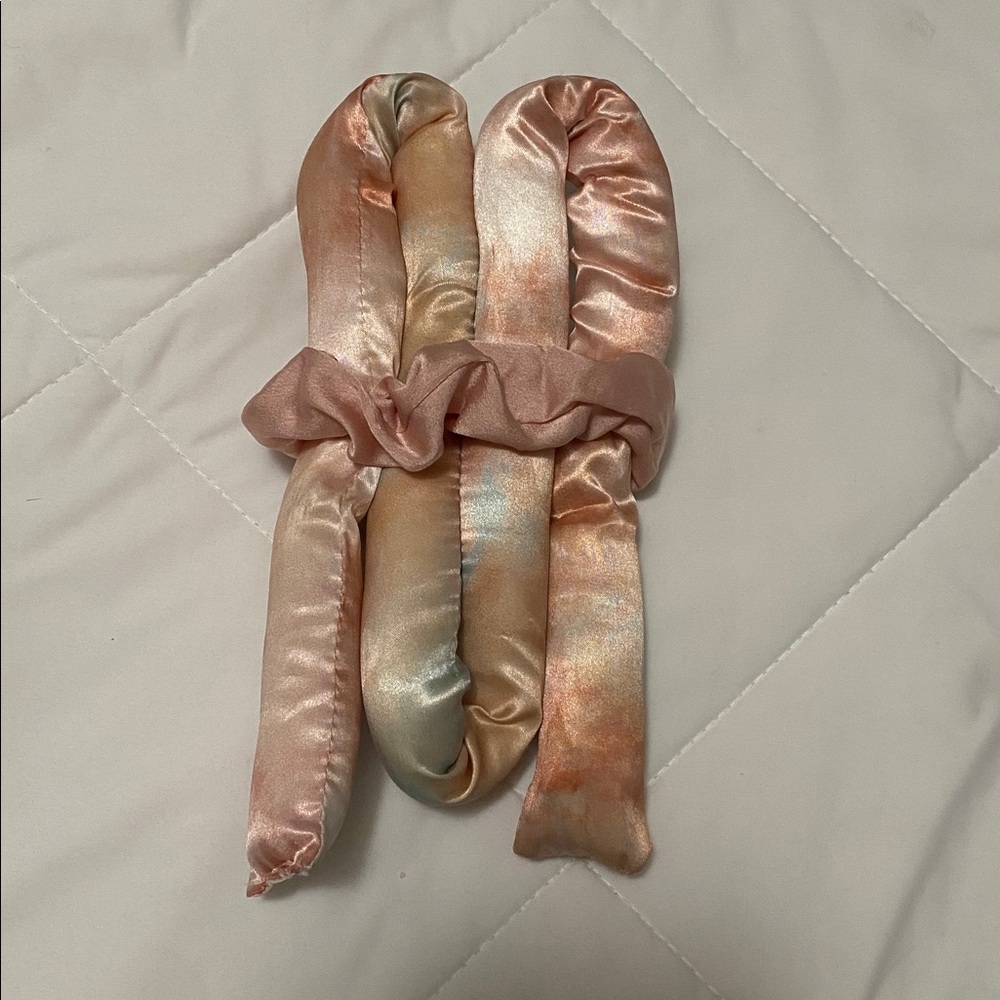 Elegant Satin Hair Accessory Set - Pink and Tan